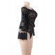 Black Lace Stitching Long Sleeve Sexy Teddy