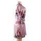  Flower And Bird Short Kimono Pink Satin  Wrap  Pajamas 