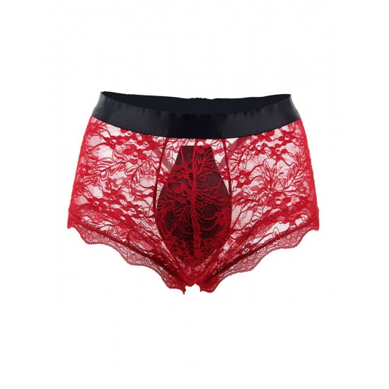 Sexy Red Lace Strappy Panty For Men