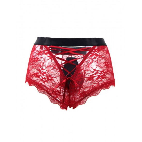 Sexy Red Lace Strappy Panty For Men