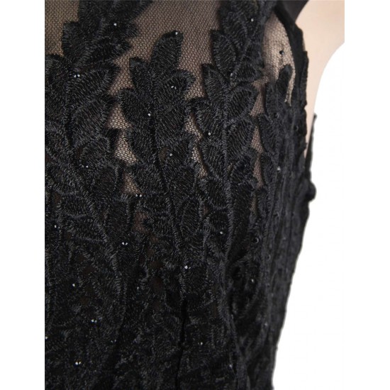 Black Sexy Luxury Rhinestone Embellished Lace Bodycon Dress