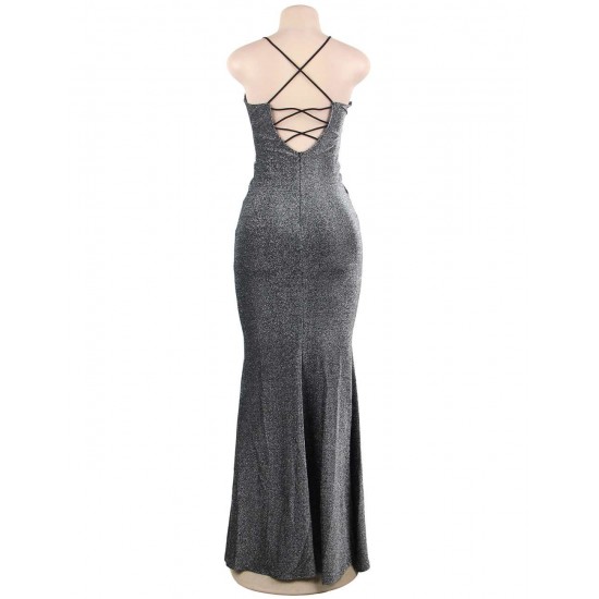 Black Elegant Halter sparkly Slim Evening Dress