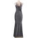 Black Elegant Halter sparkly Slim Evening Dress