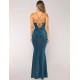 Blue Elegant Halter sparkly Slim Evening Dress