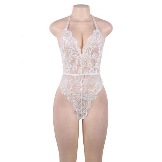 White High Quality Lace Sexy Hollow-out Conjoined Underwear 