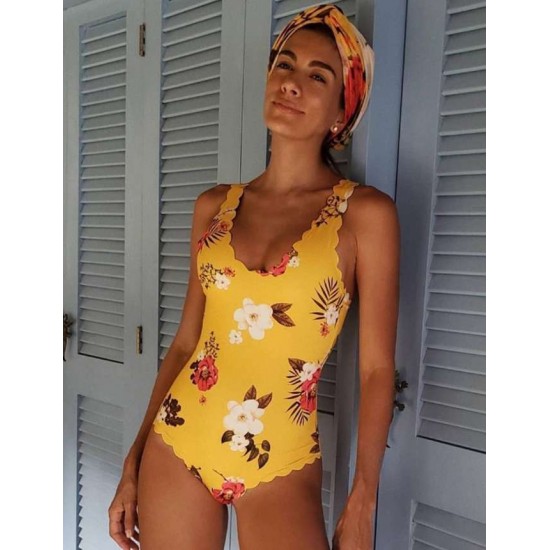 Flower Style Women One Piece Swimwear