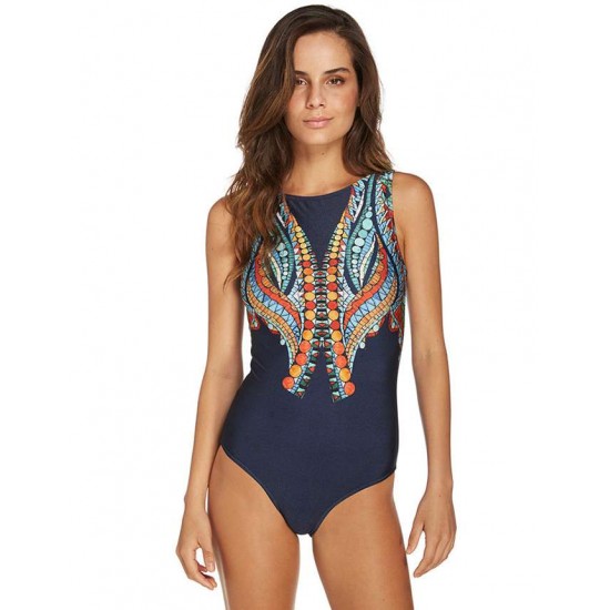 Beach Wear Print Women One Piece Swimsuit 