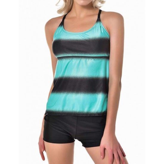 Green Striped Print Sexy Summer Women Swimsuit