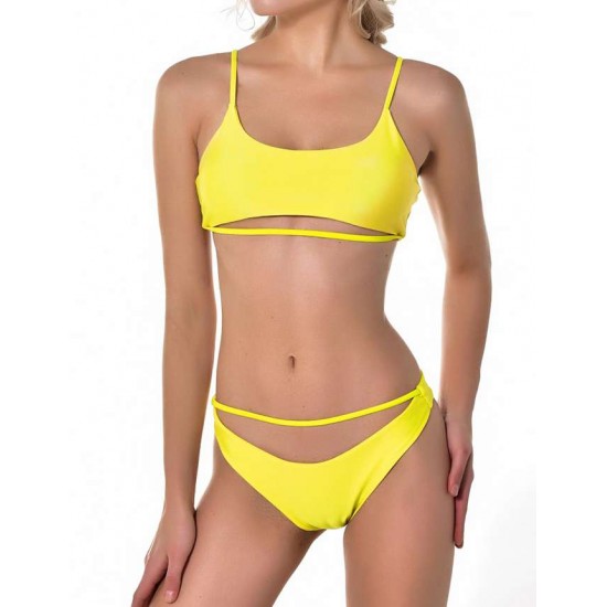 Yellow High Quality Solid Color Sexy Summer Women's Bikini Set