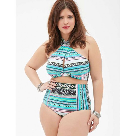 Plus Size High Waist Retro Sexy Summer Women's Bikini Set