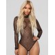 Long Sleeve Sexy Rhombus Mesh Ladies Teddy