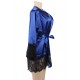 Blue Silk Satin Lace Sexy Women Kimono Home Pajamas