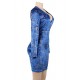 Blue Velvet Glitter Long Sleeve Fashion Dress