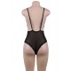  Black Lace Stitching Backless Teddy