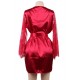 Wine Red Silk Satin Lace Sexy Women Kimono Home Pajamas