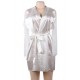 Plus Size White Silk Satin Lace Sexy Women Kimono Home Pajamas