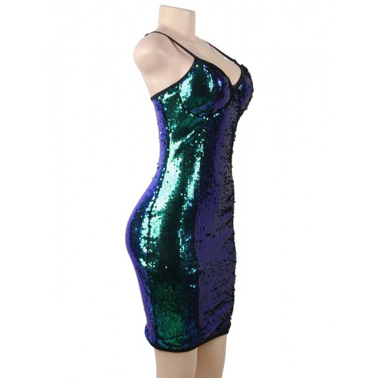 Sexy Green Sequin Bodycon Dress