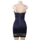 Golden Line Decoration Sexy Dark Blue Bodycon Dress