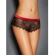 Plus Size Sexy Black Lace Red Silk Strappy Panty