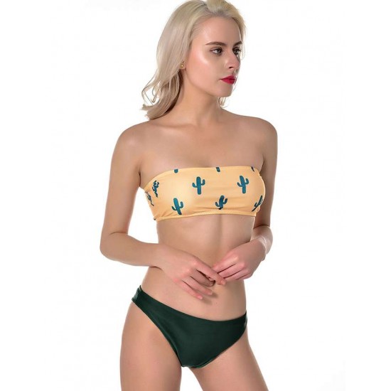 Cute Cactus Printing Sexy Summer Women's Bikini Set