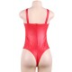 Plus Size Red Leather Women Sexy Teddy 