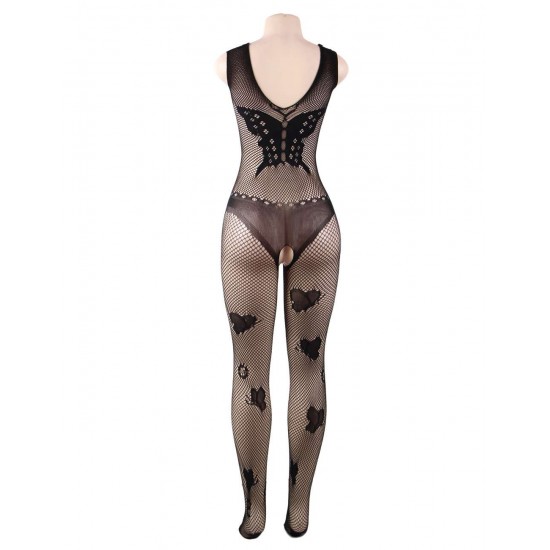 Plus Size Butterfly Pattern Backless BodyStocking