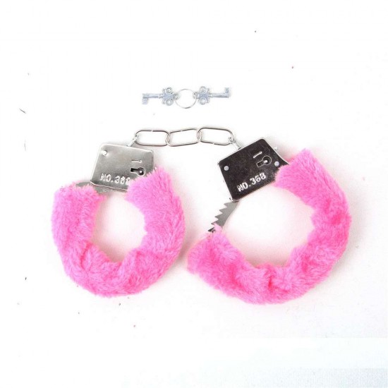 Pink Adult Soft Steel Fuzzy Furry Cuffs Working Metal Handcuffs