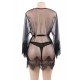 Plus Size Black Sexy Lace Transparent Pajamas Underwear Set