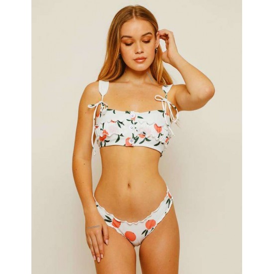 Lovely Ruffle Buttons Bikini Set