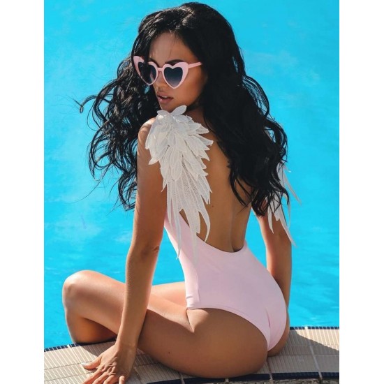 Pink Angle Wing One Piece Swimwear