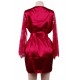 Plus Size Wine Red Silk Satin Lace Sexy Women Kimono Home Pajamas