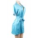 Plus Size Blue Silk Satin Lace Backless Sexy Women Kimono Home Pajamas