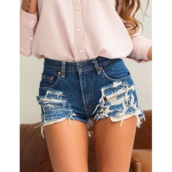 Broken Holes Shorts Zipper Sexy Summer Jeans Shorts