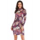 Fashion Poker printing Long Sleeve Bodycon Dress