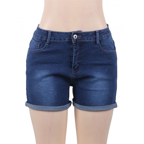 Good Quality High Waist Solid Color Push Up Jeans Shorts 