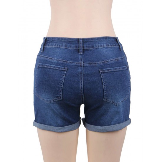 Good Quality High Waist Solid Color Push Up Jeans Shorts 