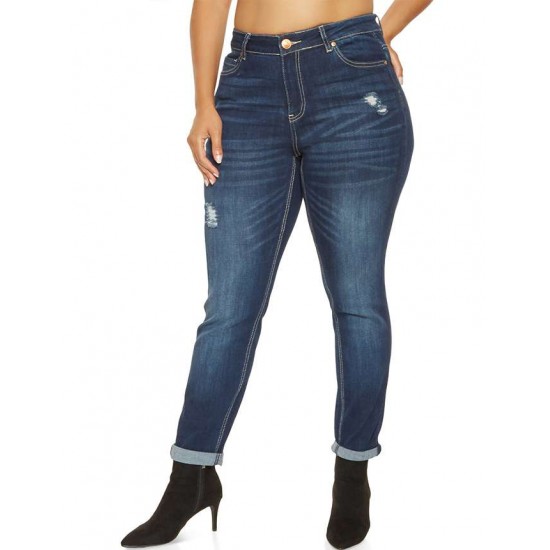 2XL-7XL Plus size  High Quality Big Hip Sexy Girls Chic Shredded Jeans