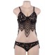 Black Eyelash Lace Super Thin Cup Sexy Bra Set