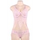 Pink Eyelash Lace Super Thin Cup Sexy Bra Set