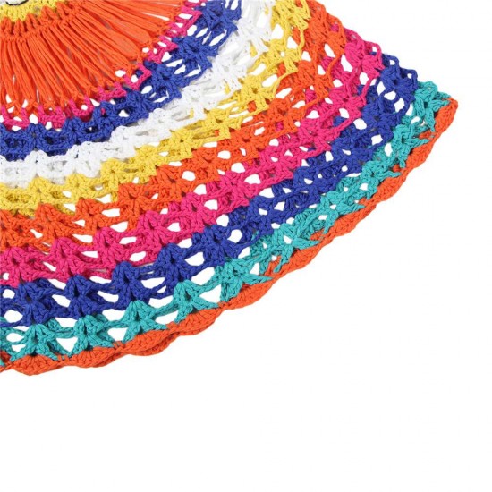 Long Sleeve Rainbow Knitted Handmade Crochet Hollow Beach Dress 