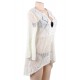 Long Sleeve White Knitted Handmade Crochet Hollow Beach Dress 