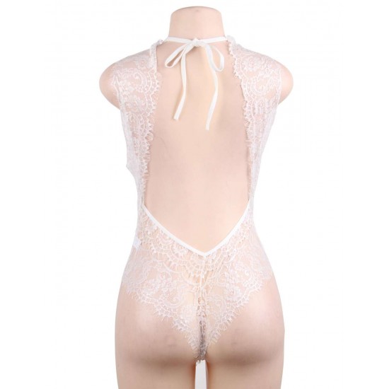 White High Quality Lace Sexy Hollow-out Conjoined Underwear 