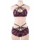 Fashion Sexy Lace Stitching Cross Straps Sexy Bra Set