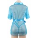 Blue Sexy Lace Transparent Pajamas Underwear Set