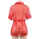 Red Sexy Lace Transparent Pajamas Underwear Set