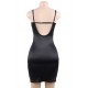 Sexy Black Lace Fitted Low Back Satin Club Party Bodycon Dress